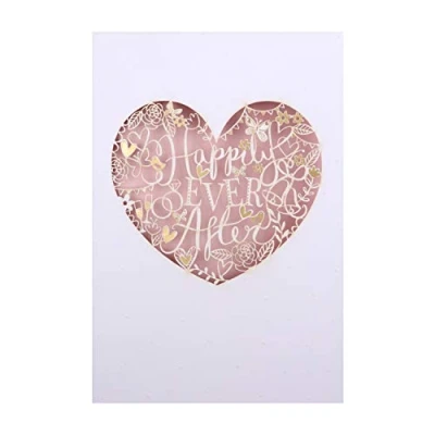 Image of Hallmark Wedding Congratulations Card Laser Cut Text in Heart Design