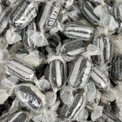 Image of Black &amp; White Mints (Wrapped) 700g Re Sealable Pouch by The Gourmet Sweet Company