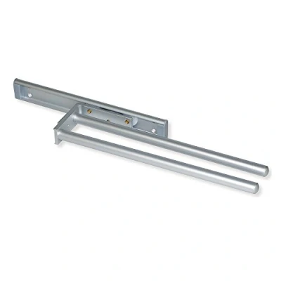 Image of Emuca Pull out towel rail with 2 arms, kitchen or bathroom rack from matt anodised aluminium, 310mm (12,2 inch) long