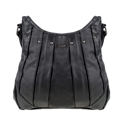 Image of AR BRAND EST. 2021 Ladies Women Genuine Leather Handbag Soft Cross Body Shoulder Bag Black (Black)