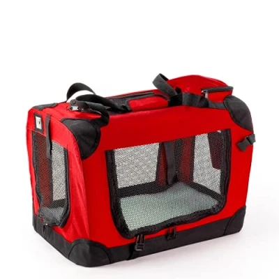 Image of KCT Small Red Fabric Pet Carrier Crate Travel Transport Bag for Cats and Dogs