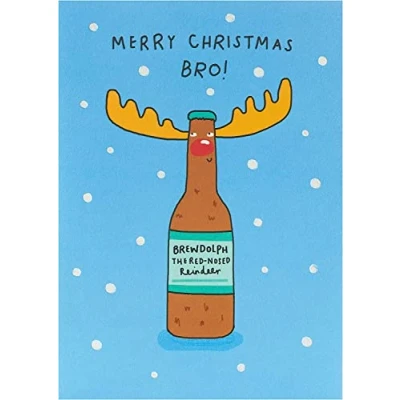 Image of UK Greetings Christmas Card for Brother Funny Him