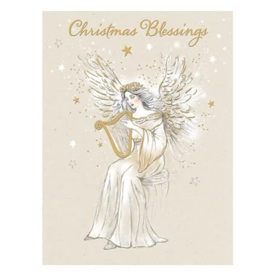 Image of Regal Publishing Christmas Card Open Religious Angel 8 x 6 inches