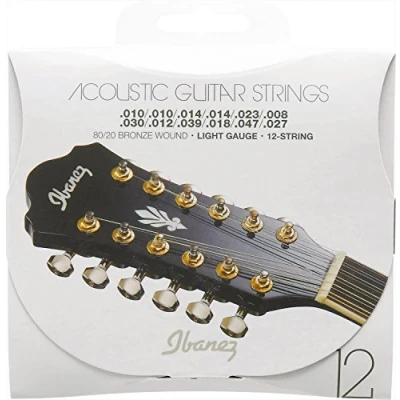 Image of Ibanez IACS12C Bronze Wound 80/20 12 String Acoustic Guitar Strings Light Gauge, gold,silver
