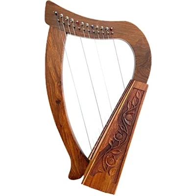 Image of Uzman Versand Celtic Harp 12 Strings Includes Tuning Key and Replacement Baby Ideal for Beginners Beginner Children Hand Made