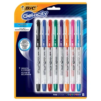 Image of BIC Gel ocity Smooth Stick Pens, Fine Point, 0.5mm, Assorted Ink (8 Pack)