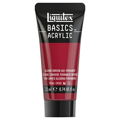 Image of Liquitex 8870440​ Basics Acrylic Paint Alizarin Crimson Permanent Colour, 22 ml Tube, Non fading, Waterproof, for Painting and Decorating Wood, Metal, Ceramic, Plastic, Canvas