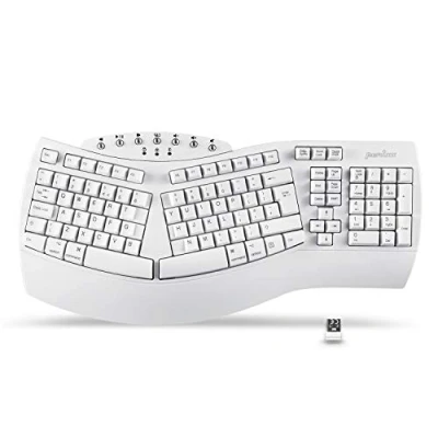 Image of perixx PERIBOARD 612 Wireless Ergonomic Split Keyboard with Dual Mode 2.4G and Bluetooth Features, Compatible Windows 10 Mac OS X System, White, QWERTY UK