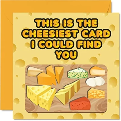 Image of Funny Birthday Cards for Men Women Cheesy Cheesiest Card Joke Banter Dad Mum Brother Sister Daughter Son Grandad Nan, 145mm x Humour Bday Greeting