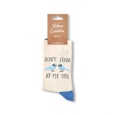 Image of Urban Eccentric Unisex Don&#039;t Stare At My Tits Socks Gift 1 Pair Cotton Rich Premium Novelty Gifts (LADIES 4 8)