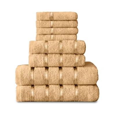 Image of GC GAVENO CAVAILIA 8 Piece Towel Bale Set Egyptian Cotton Face Hand Bath Quick Dry &amp; Highly Absorbent Towels Peach Washable For Bathroom