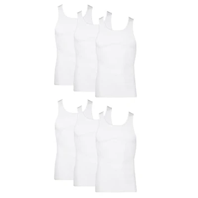 Image of Hanes Men&#039;s 372ap6 tank top and cami shirts, 6 Pack White, XL UK