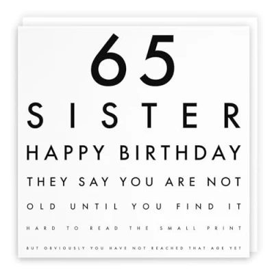 Image of Hunts England Sister 65th Funny Birthday Card 65 Happy Fun Letters Collection