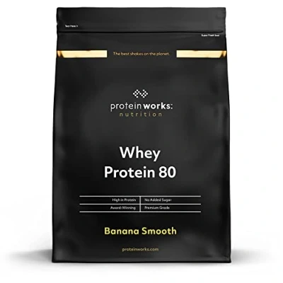 Image of Protein Works Whey 80 (Concentrate), Low Calorie Shake, 66 Shakes, Banana Smooth, 2kg