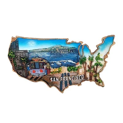 Image of San Francisco California USA 3D Fridge Magnet Travel Souvenir Gift Home &amp; Kitchen Decoration Magnetic Sticker America Refrigerator Collection