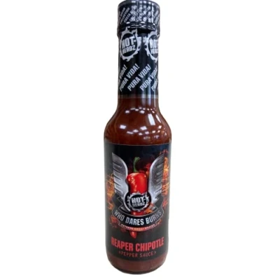 Image of Hot Headz! Who Dares Burns Reaper Chipotle Chilli Sauce with Carolina Chillis, Pepper &amp; Habanero Peppers. Worlds Hottest Sauce. Great Gift for Lovers.(148ml)