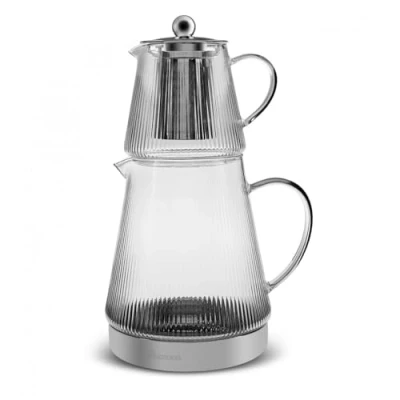 Image of Karaca Keops Borosilicate Glass Teapot, 1500 ml, Glass, Drinking Vessel, Temperature Resistant, Tea Maker Jug, Suitable for Warmers