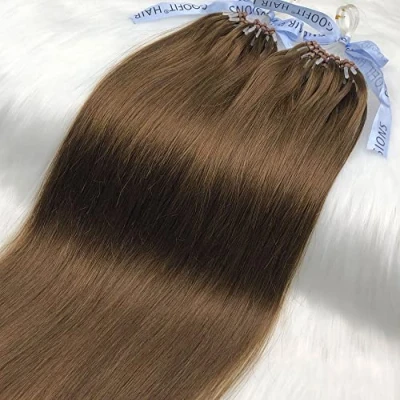 Image of GOOFIT Hair Extensions Micro Loop Human Remy Double Rings 1g/s 50s/pack (22&quot; #04 Medium Brown)