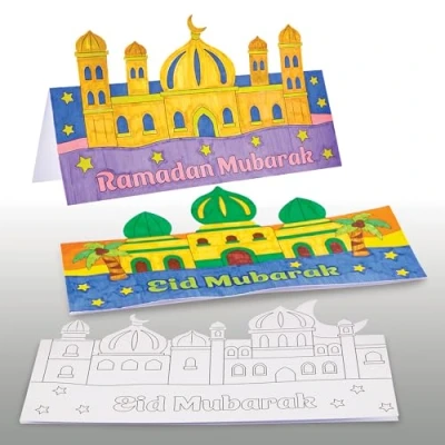 Image of Baker Ross FX934 Ramadan and Eid Colour In Pop Up Cards Pack of 10, Religious Education Arts Crafts Kits for Kids