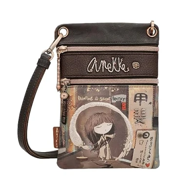 Image of Anekke Women&#039;s Mini Shoulder Bag with Double Compartment In Leatherette for Women Adjustable Strap and Shoen Zip Closures Accessories Measures 15x22x2cm,
