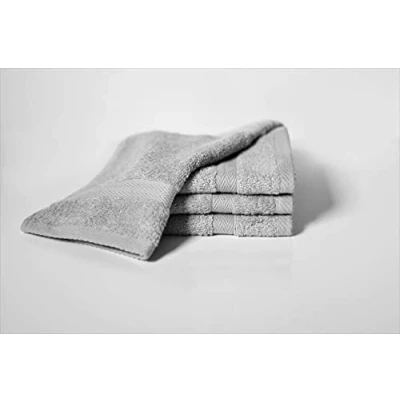 Image of Bentley Priory Luxor Spa Towel 4 Pack of Face Flannels made from Absorbent 600 GSM Combed Cotton Multi Packs Wash Cloths (LIGHT GREY)