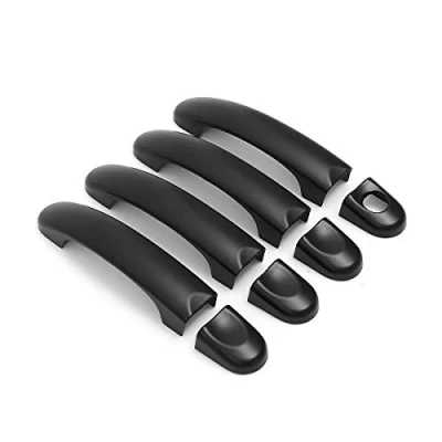 Image of Black Exterior Door Handle Cover for VW Transporter T5 T6 Caddy Van 8pcs Set