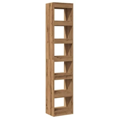 Image of vidaXL Book Cabinet/Room Divider Artisan Oak Engineered Wood Shelf 40x30x198cm for Living Room, Office, Bedroom