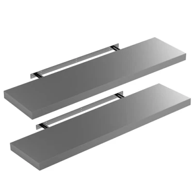 Image of CASARIA Set of 2 Floating Shelves w/Brackets 50 110cm 15kg Capacity Hidden Wall Fixing Kitchen Office Lounge Hallway Modern Decorative Hanging Shelving Matte Grey 70cm