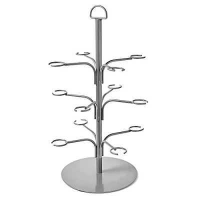 Image of bar@drinkstuff Cocktail Tree Silver Glass Display for 12 Glasses, Gin Tree, Ideal serving Cocktails or Champagne