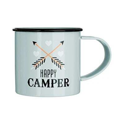 Image of Premier Housewares Happy Camper Mug, Grey, 350 ml