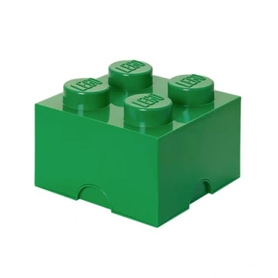 Image of LEGO Storage Brick 4 Knobs GREEN Stackable Plastic Box with Lid for Kids and Adults Ideal Desk Organizer Toy 5.6L Capacity