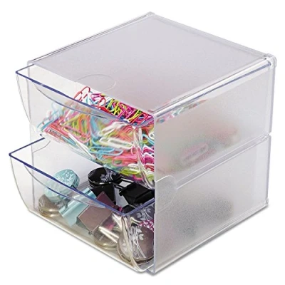 Image of Deflecto 2 Drawer Cube Storage Modular and Expandable Desktop Solution for Stationery Crafting