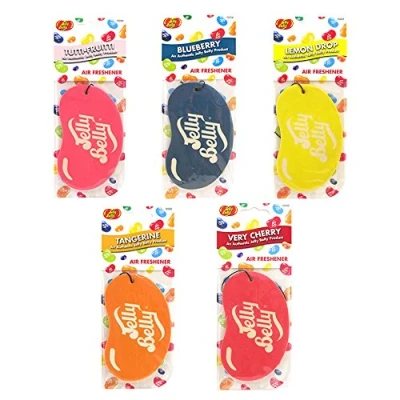 Image of CarPlan 5 x Assorted Jelly Belly 2D Car Air Freshener Set Cherry, Blueberry, Tangerine, Lemon, Tutti Fruity