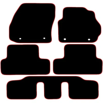 Image of Carsio Carpet Car Mats For Mazda 5 2011+ Onwards Tailored Fit Floor Mat Set Complete Accessory Black Custom Fitted All Weather, Anti Slip Backing &amp; Red Trim