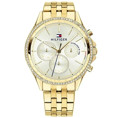 Image of Tommy Hilfiger Analogue Multifunction Quartz Watch for Women with Gold Coloured Stainless Steel Bracelet 1781977