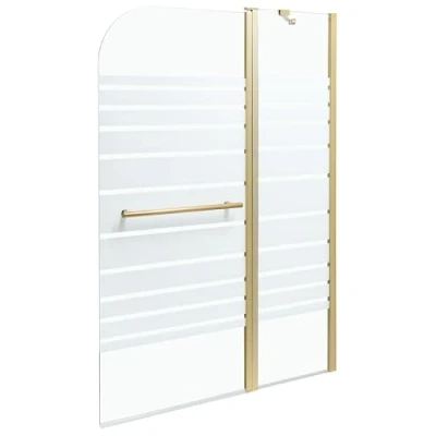 Image of Beliani Minimalist Shower Bath Screen with Doors Tempered Glass 140 x 100 cm Gold Tuapi