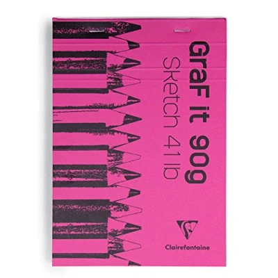 Image of Clairefontaine Ref 96621C Graf&#039;It Drawing Sketchbook (80 Sheets) A5 (148 x 210mm) in Size, 90gsm Paper, Micro Perforated Sheets Random Colour Cover