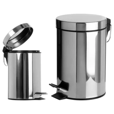 Image of 3 Litre Stainless Steel Pedal Bin for Kitchen Bathroom Toilet Rubbish Tray (Silver)