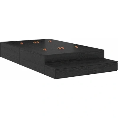 Image of vidaXL Storage Bed Frame Black Oak 120x190 cm