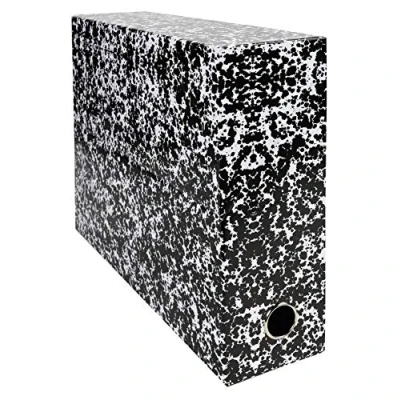 Image of Exacompta Ref 89726E Annonay File Transfer Box 250 x 330mm in Size, Suitable for Storing A4 Documents, Metal Reinforced 90mm Spine, Marbled Effect White