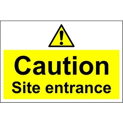 Image of Caution site entrance safety sign 3mm Aluminium 300mm x 200mm