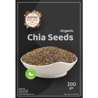 Image of Organic Chia Seeds 200gm Raw Source of Fibre No Additives Authentic Premium Quality High Protein Vegan, Keto, Gluten Free and Non GMO (200 Gram)