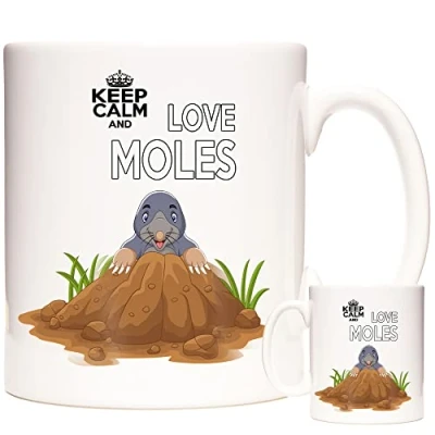 Image of Garden Mole Gift Coffee Mug. Keep Calm Love Moles. One 11oz Ceramic Mug for Gardeners