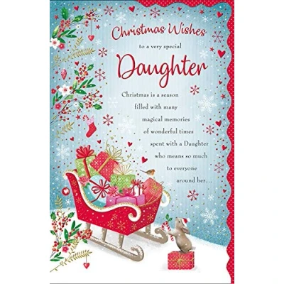 Image of Piccadilly Greetings Regal Publishing Sentiment Christmas Card Daughter 12 x 8 inches
