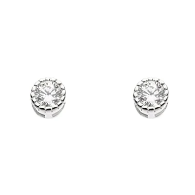 Image of Dew Sterling Silver and Cubic Zirconia Round Vintage Stud Earrings