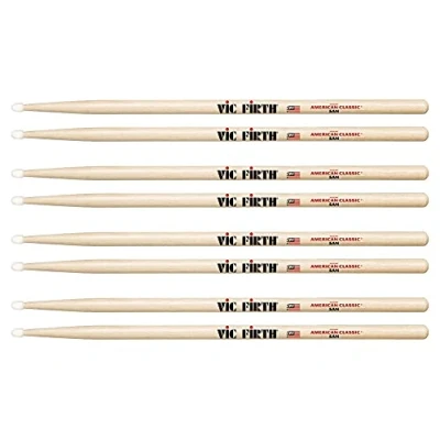 Image of Vic Firth American Classic Series Drumsticks 5AN Hickory Nylon Tip 4 x Pair Value Pack