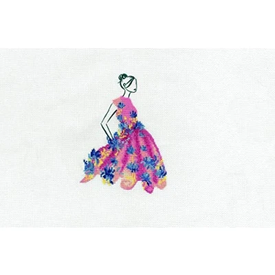 Image of DMC Stitch Kit Party Pink, Includes Embroidery Threads, Needle, Canvas Aida and Instructions