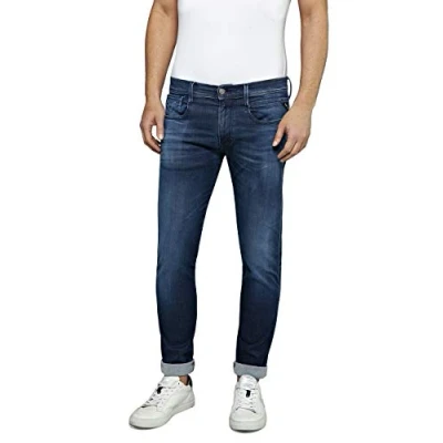 Image of REPLAY Men&#039;s Anbass Powerstretch Denim Jeans, 0072 Dark Blue, 34W / 30L
