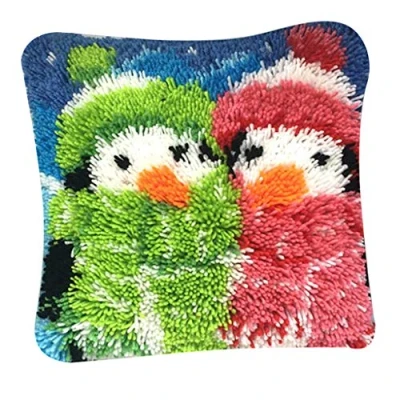 Image of P Prettyia DIY Latch Hook Kit Rug Making Crafts for Kids/Adults 16 inch X Christmas Snowman