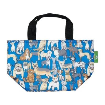 Image of ECO CHIC Lightweight Foldable Insulated Lunch Bag Water Resistant Cooler (Dogs Blue)